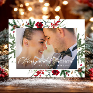 Carte postale Noël Joyeux Et Joyeux Fêtes Mariés