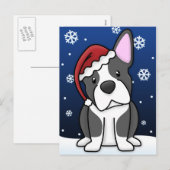 Carte postale Noël Kawaii Boston Terrier (Devant / Derrière)