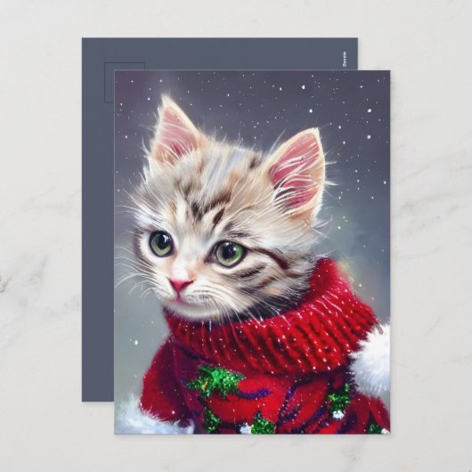 Carte postale Noël Kitten Salutation (Devant / Derrière)