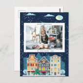 Carte Postale Noël maison neige joyeux Noël photo (Devant / Derrière)