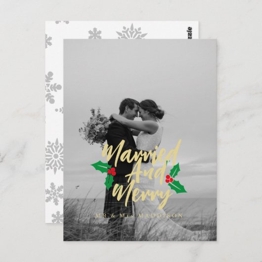 Carte Postale Noël marié et joyeux (Devant / Derrière)