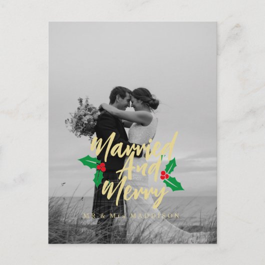 Carte Postale Noël marié et joyeux (Devant)