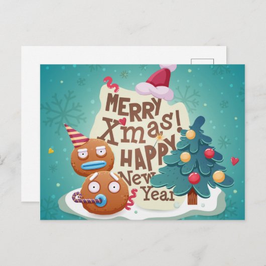 Carte postale Noël mignonne (Devant / Derrière)