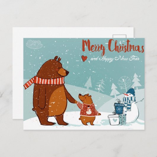 Carte postale Noël mignonne (Devant / Derrière)