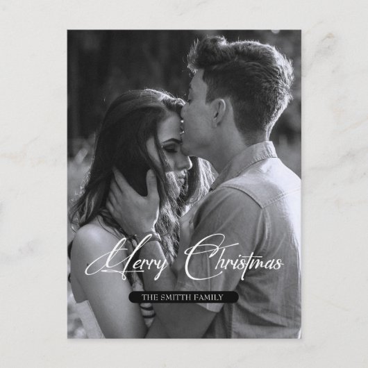 Carte Postale Noël minimal | Photo simple en noir et blanc (Devant)