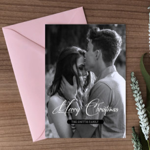 Carte Postale Noël minimal Photo simple en noir et blanc