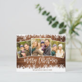 Carte Postale Noël moderne Rustic 3 PHOTO Salutation Holiday (Debout devant)