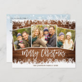 Carte Postale Noël moderne Rustic 3 PHOTO Salutation Holiday (Devant / Derrière)