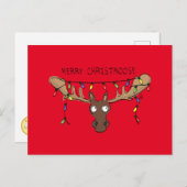 Carte Postale Noël Moose mignonne drôle animal de vacances (Devant / Derrière)