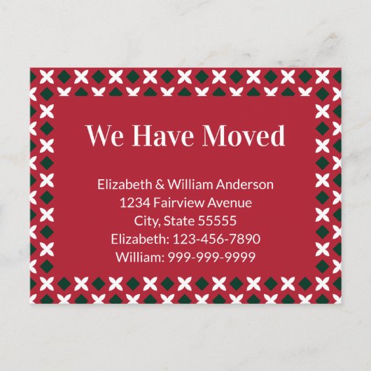 Carte Postale Noël Moving Faire-part Rouge Vert et blanc (Devant)