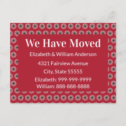 Carte Postale Noël Moving Faire-part Rouge Vert et blanc (Devant)