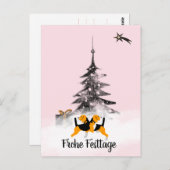 Carte Postale Noël noir et blanc beagle (Devant / Derrière)