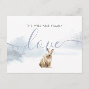 Carte Postale Noël Nom de famille Hivernal Ours de bois