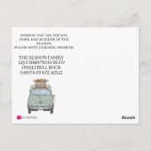 Carte Postale Noël Nous avons déménagé Voiture verte avec lumièr (Dos)