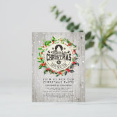 Carte Postale Noël Nouvel An Fête de Vacances Holly Wreath neige (Debout devant)
