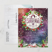 Carte Postale Noël Nouvel An Fête de Vacances Holly Wreath neige (Devant / Derrière)