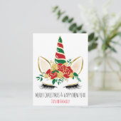 Carte Postale Noël Nouvel An Hiver Unicorne (Debout devant)