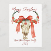 Carte Postale Noël occidental Rouge Ruban Vacances crâne (Devant)