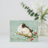 Carte Postale Noël oiseaux vintage joyeux rétro (Debout devant)