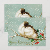 Carte Postale Noël oiseaux vintage joyeux rétro (Devant / Derrière)