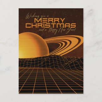 Carte Postale Noël Orange Retrowave