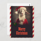 Carte Postale Noël Père Noël Chèvre (Devant / Derrière)