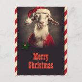 Carte Postale Noël Père Noël Chèvre (Devant)