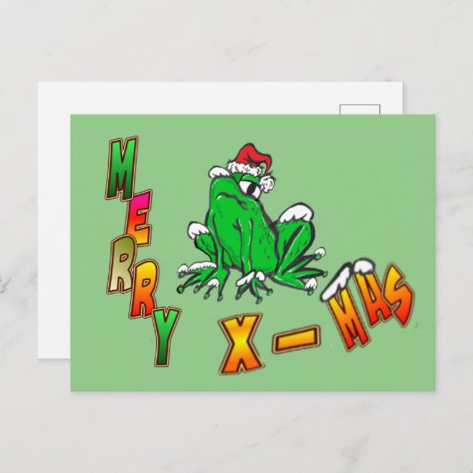 Carte Postale Noël Père Noël Frog Joyeux croûte de Noël.Carte po (Devant / Derrière)