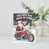 Carte Postale Noël Père Noël Jésus sur une moto Noël drôle (Debout devant)