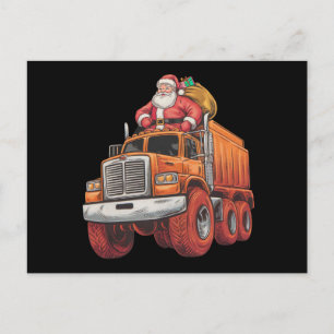 Carte Postale Noël Père Noël Monster Camion Xmas Garçons Enfants