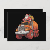 Carte Postale Noël Père Noël Monster Camion Xmas Garçons Enfants (Devant / Derrière)