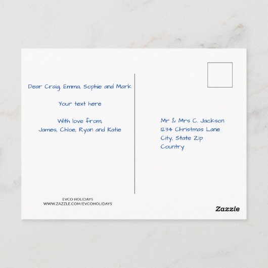 Carte Postale Noël Père Noël Reindeer Texte personnalisé (Dos)