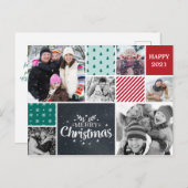 Carte Postale Noël photo collage salutation rouge vert (Devant / Derrière)