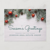 Carte Postale Noël Pine Cônes Bonnes Fêtes d'affaires (Devant)