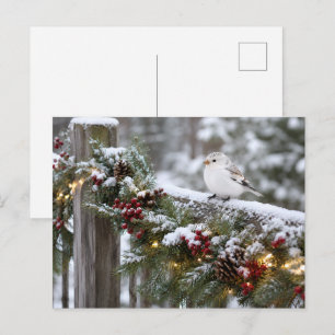 Carte Postale Noël Pinson des neiges d'hiver 