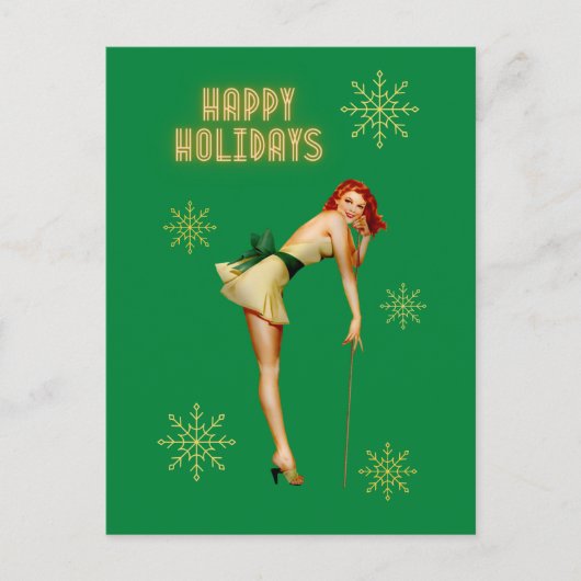 Carte Postale Noël Pinup Vintage (Devant)