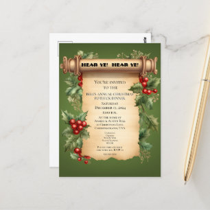 Carte Postale Noël Potluck Dîner Old World Scroll Invitat