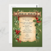 Carte Postale Noël Potluck Dîner Old World Scroll Invitat (Devant / Derrière)