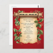 Carte Postale Noël Potluck Dîner Old World Scroll Invitat (Devant / Derrière)