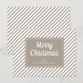 Carte Postale Noël rayé taupe moderne (Devant / Derrière)