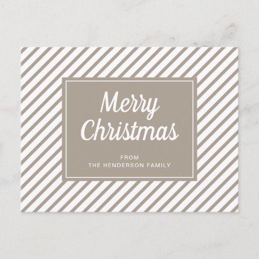 Carte Postale Noël rayé taupe moderne (Devant)