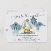 Carte Postale Noël religieux avec bébé Jésus, Marie & Joseph (Devant / Derrière)