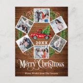 Carte Postale Noël Retro Camion de ferme rouge Salutation 6 Phot (Devant)