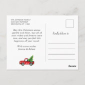 Carte Postale Noël Retro Camion de ferme rouge Salutation 6 Phot (Dos)