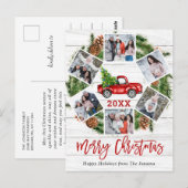 Carte Postale Noël Rétro Camion de ferme rouge Vacances 6 Photo (Devant / Derrière)