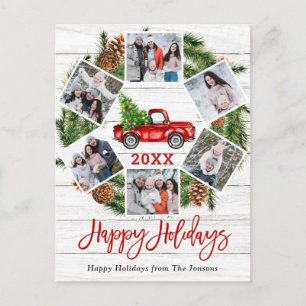 Carte Postale Noël Rétro Camion de ferme rouge Vacances 6 Photo