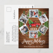 Carte Postale Noël Rétro Camion de ferme rouge Vacances 6 Photo (Devant / Derrière)