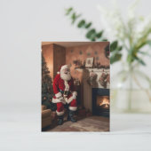 Carte Postale Noël rétro Déplaisant Père Noël (Debout devant)