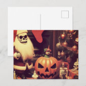 Carte Postale Noël rétro rencontre Halloween Horreur (Devant / Derrière)