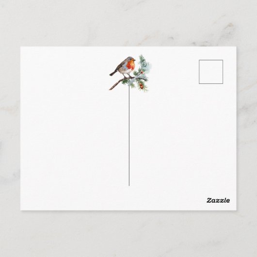 Carte Postale Noël Robin Pine Baubles (Dos)